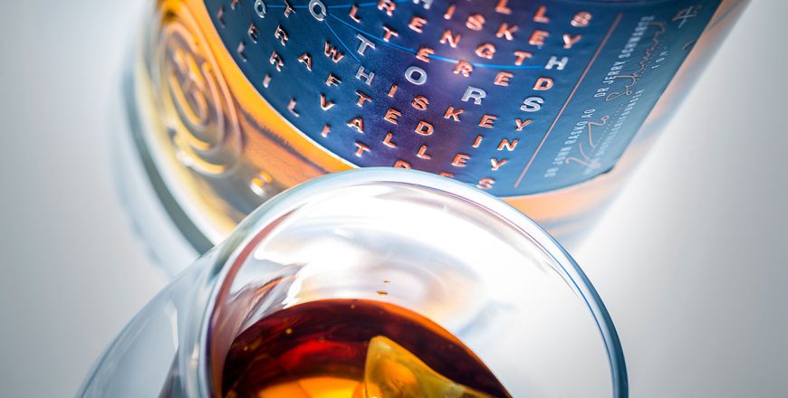 whiskey bottle and tumbler