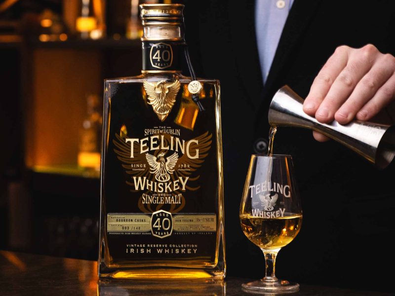 Teeling 40-year-old Single Malt Marque labels and diecast badge and charm