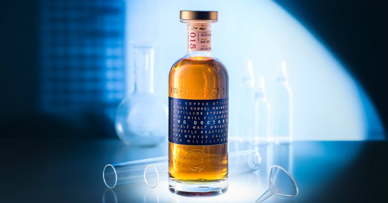 Two Doctors whiskey - interactive, flexible aluminium label produced by Signet